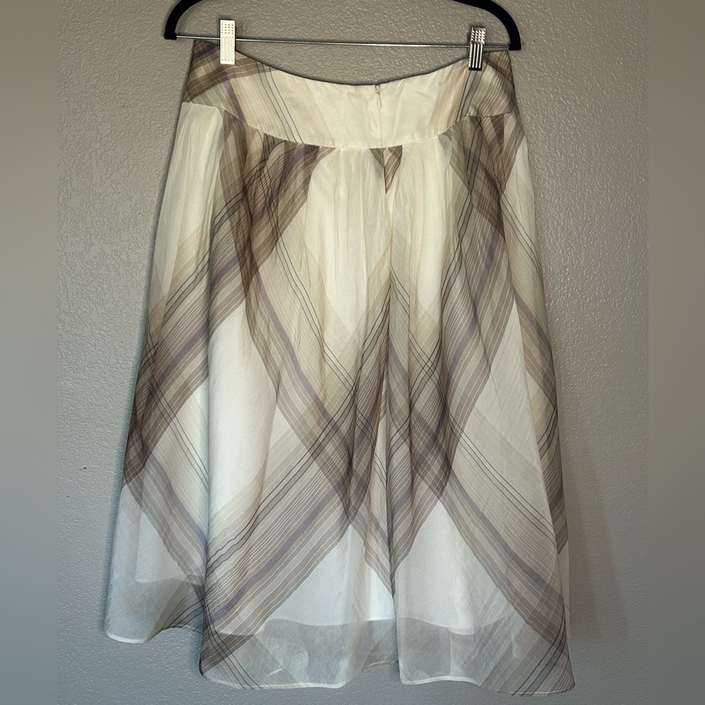 Talbot's 100% Silk A-Line Sheer Fully-Lined Midi Skirt Size 12 - Picture 2 of 10